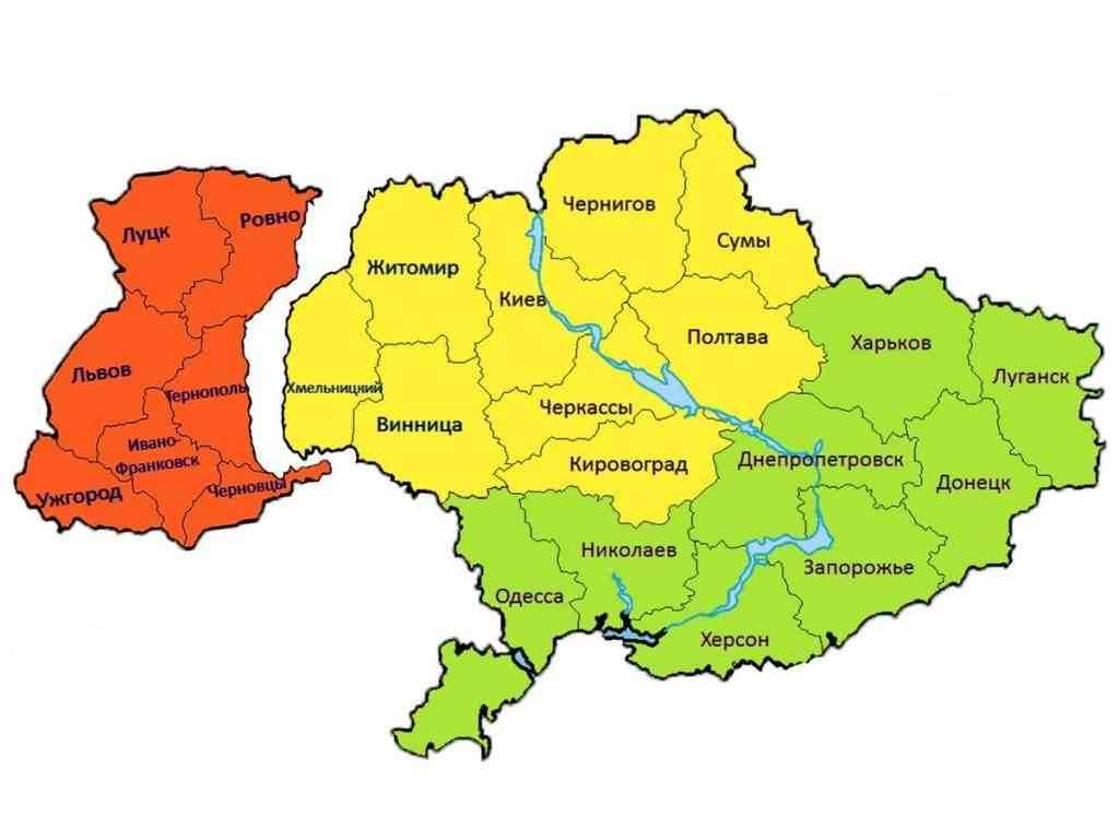 Карта волынской области с городами и поселками на русском языке