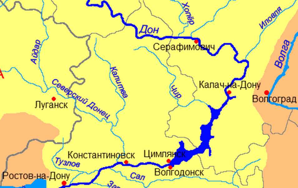 Река сосна на карте от истока в орловской до устья в липецкой областях