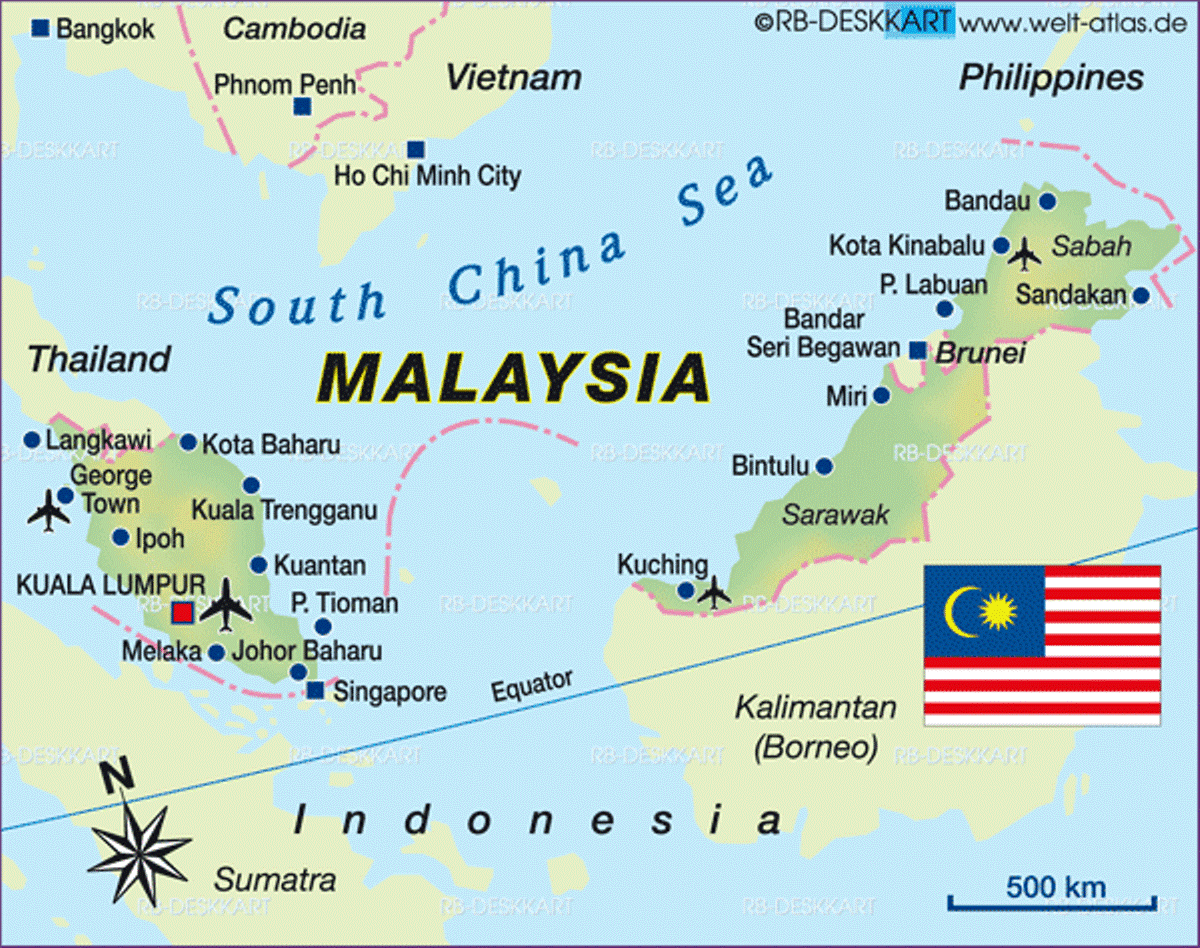 где на карте находится малайзия