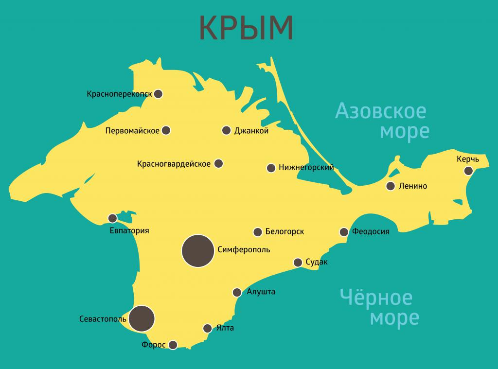 Карта крыма подробная с городами и поселками