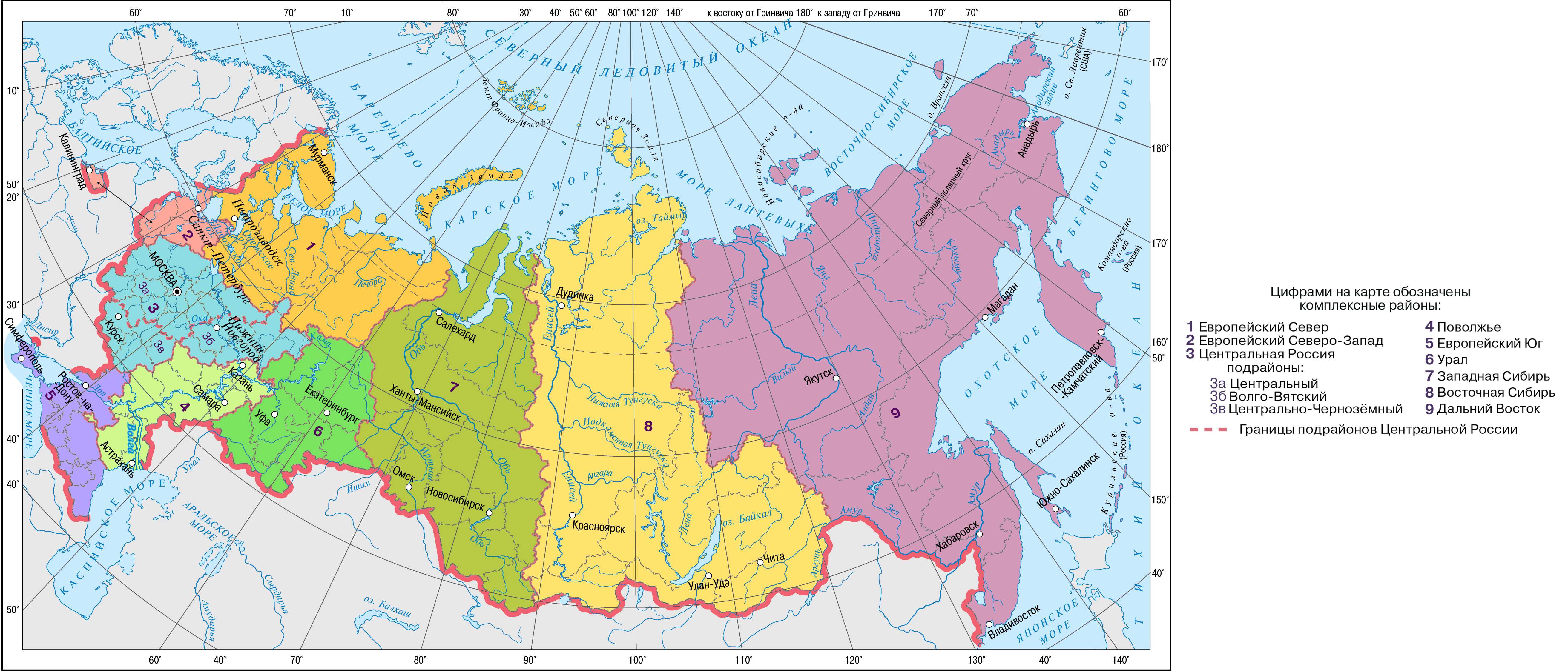 Карта россии с границами сибири