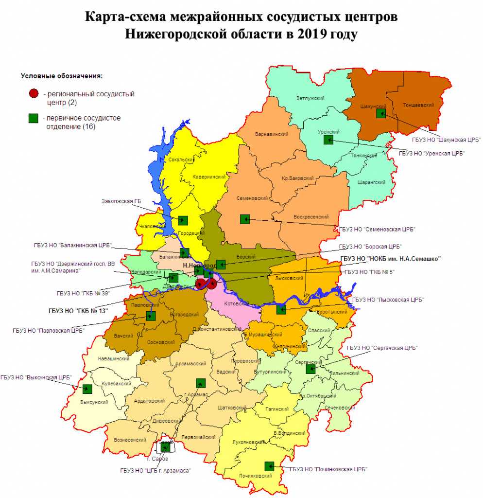 Нижегородская обл карта районов