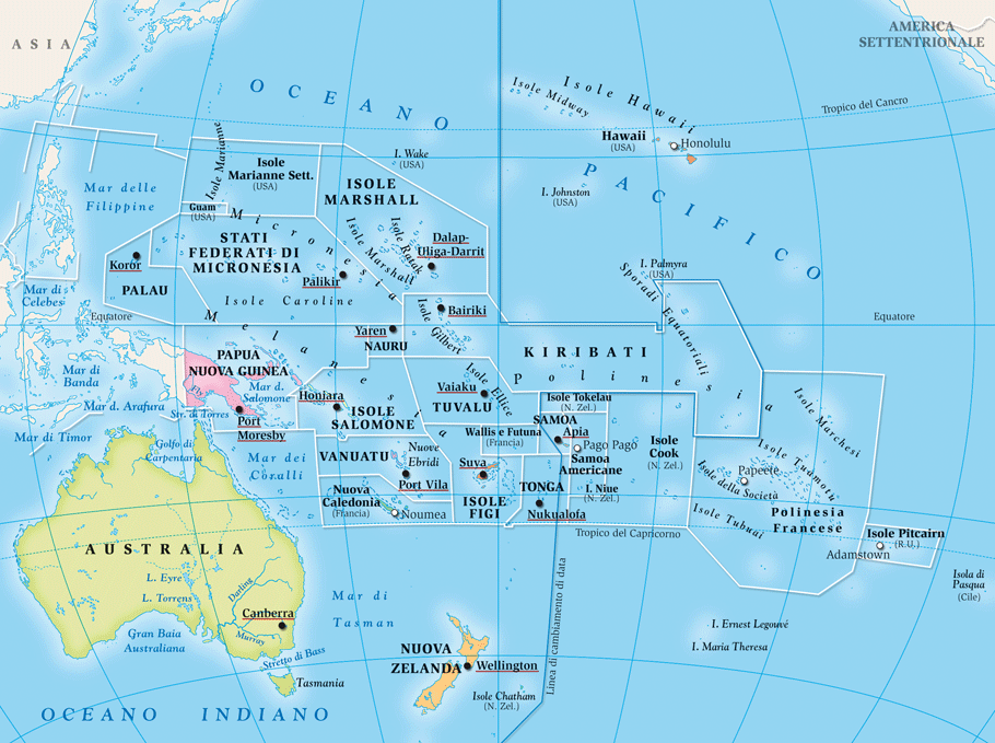 Где находится океания. Карта Австралия и Океания политическая карта. Политическая карта Австралии и Океании. Микронезия на карте Океании. Государства Австралии и Океании на карте.
