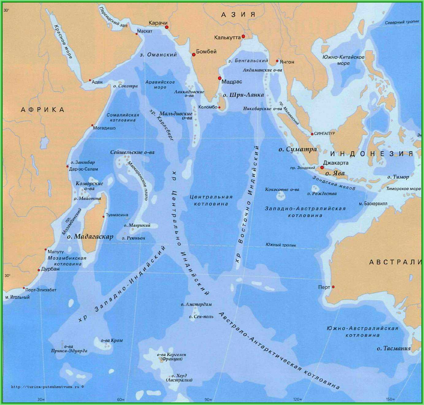 Полузамкнутая часть индийского бассейна — аравийское море на карте
