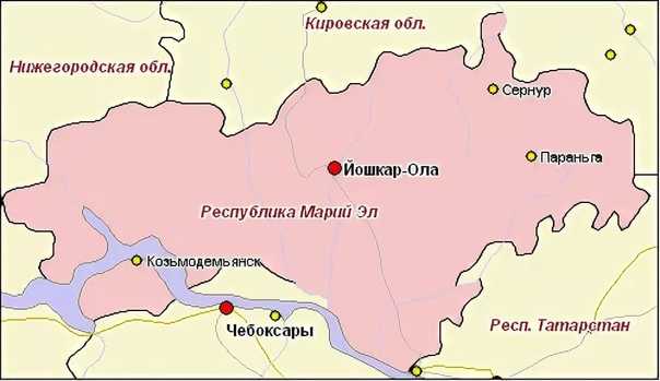 Йошкар ола волжск карта. Границы Республики Марий Эл на карте. Столица Марий Эл карта.