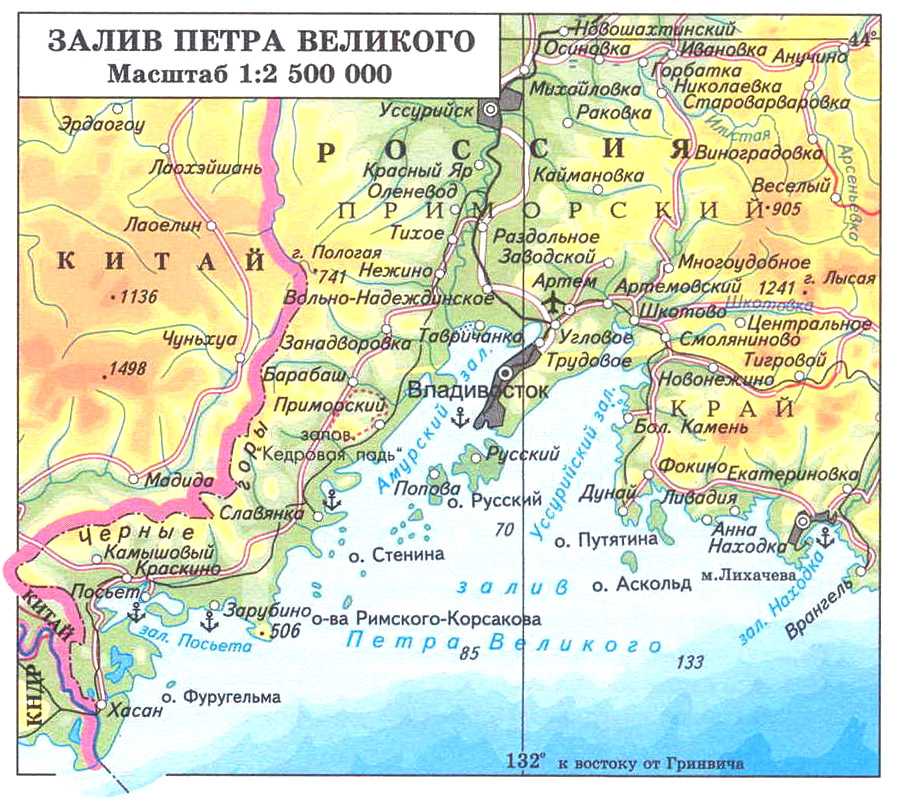 Залив петра великого на карте