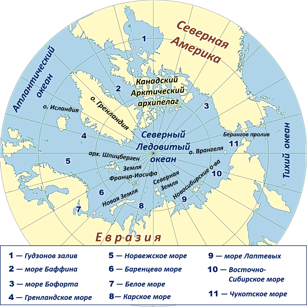 Карта северных морей в россии