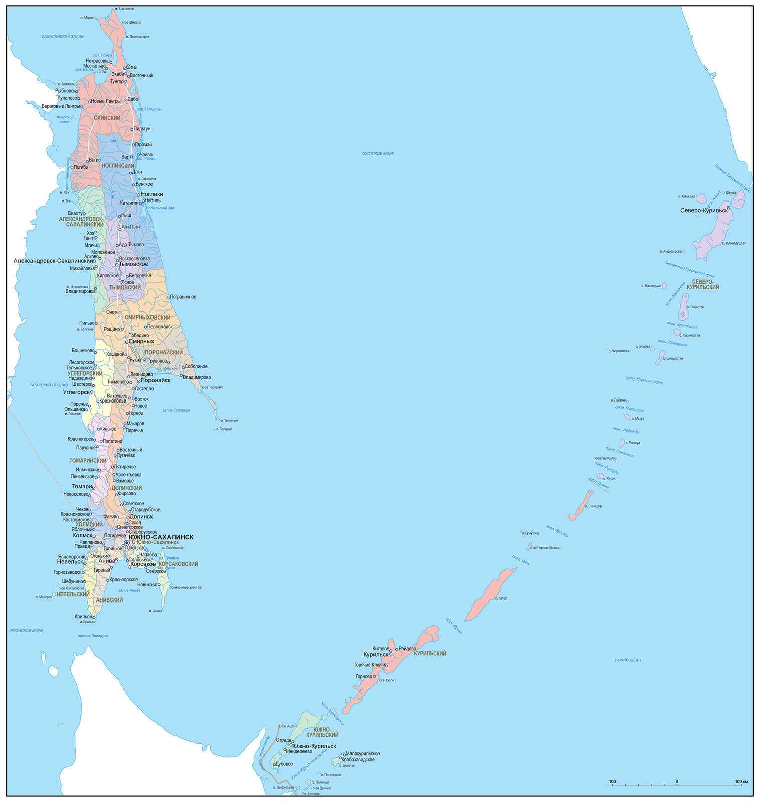 Карта сахалина. Карта Сахалина с городами. Административная карта Сахалина. Порты Сахалина на карте. Карта Сахалина с населенными.