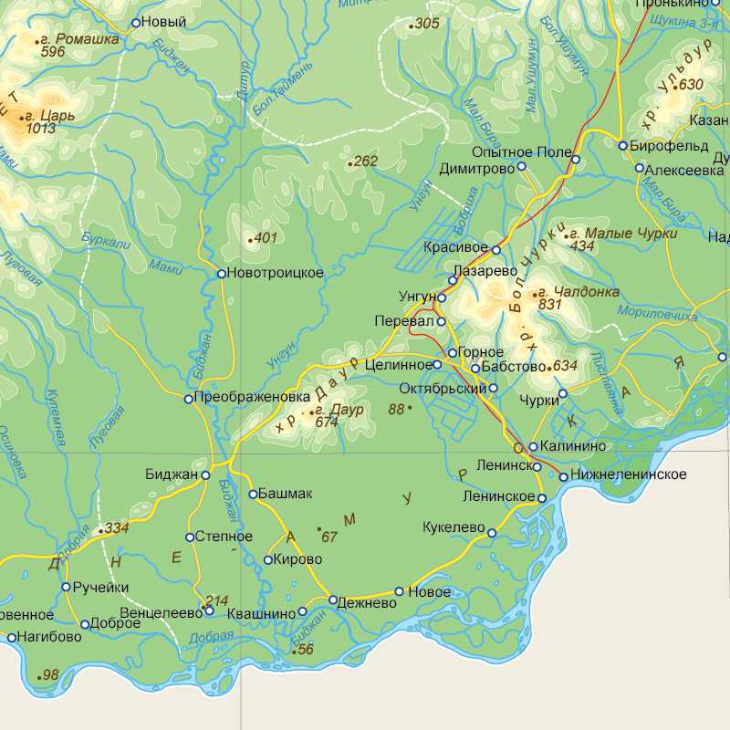 Покажи на карте биробиджан. Еврейская автономная область Биробиджан на карте. Еврейская автономная область на карте России. Карта рек ЕАО подробная. Географическая карта Еврейской автономной области.
