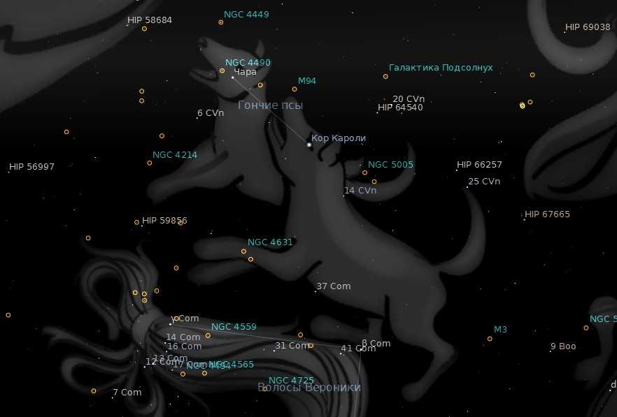 Карта созвездия гончих псов