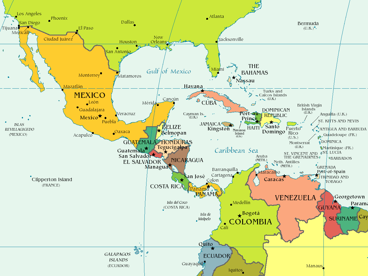 где находится карибское море на карте мира