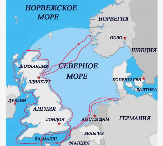 Северное море на карте мира