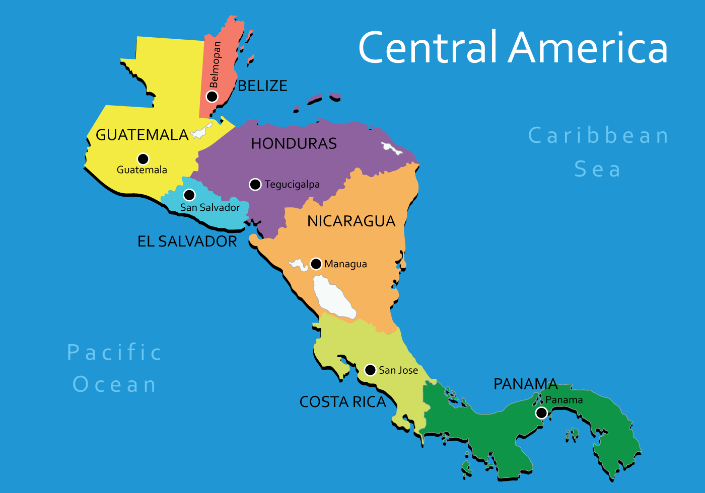 Of the countries of central. Карта центральной Америки со странами. Центральная Америка на карте Америки. Государства центральной Америки. Государства центральной Америки на карте.