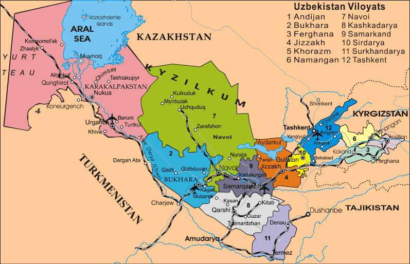 Экономическая карта узбекистана