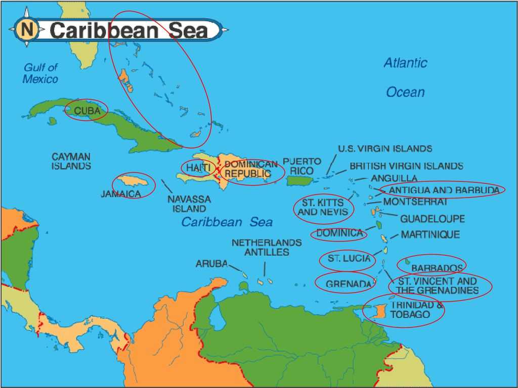 Южная часть архипелага малых антильских островов называется. Страны Карибского бассейна на карте. Острова Карибского моря на карте. Государства в Карибском море карта. Островные государства Карибского моря.