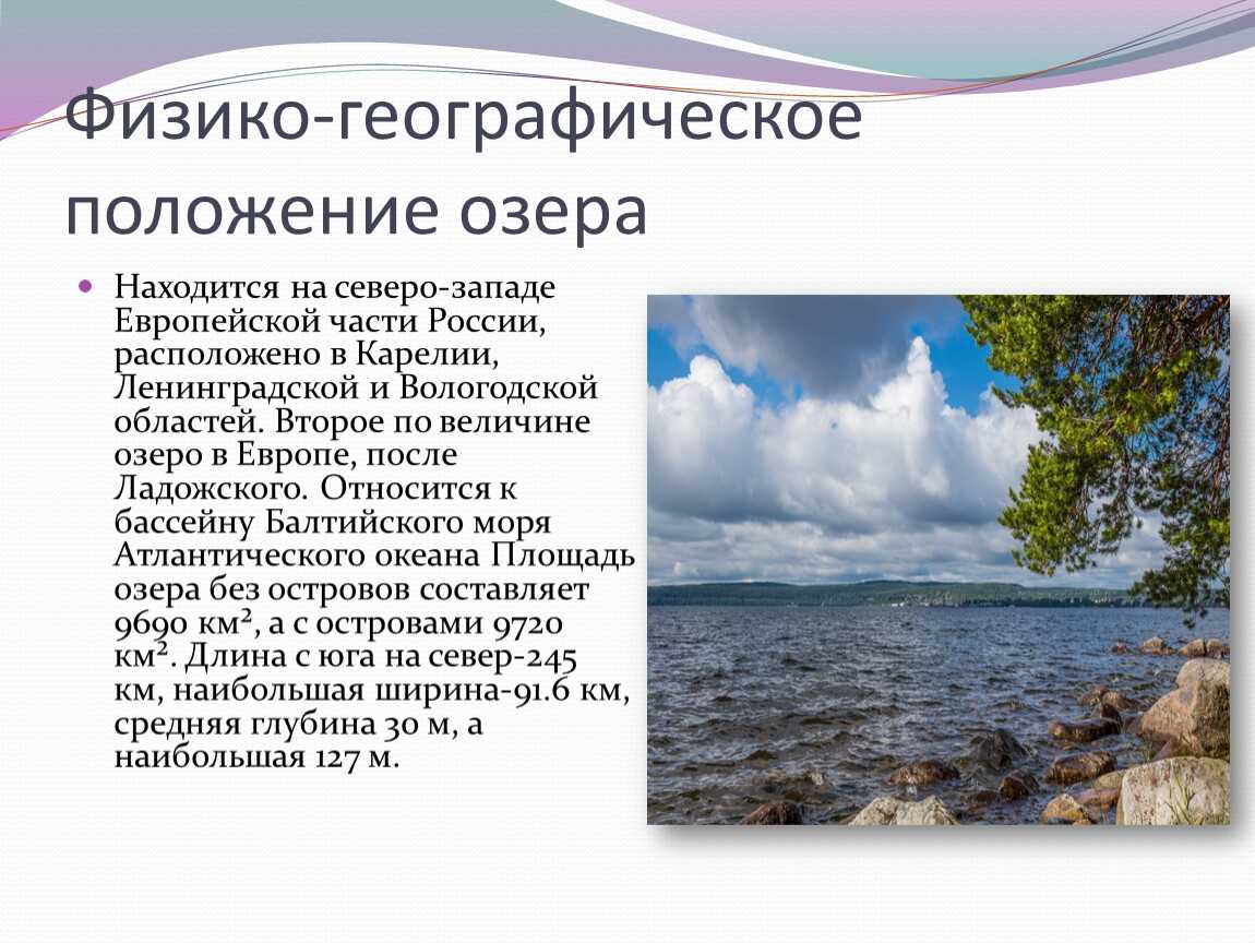 Вода в онежском озере температура сегодня. Онежское озеро географическое положение. Физико географическое положение.