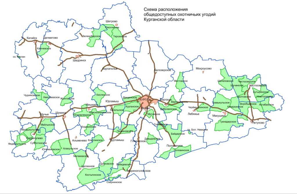 Карта курганской области подробная с населенными пунктами, районами и городами