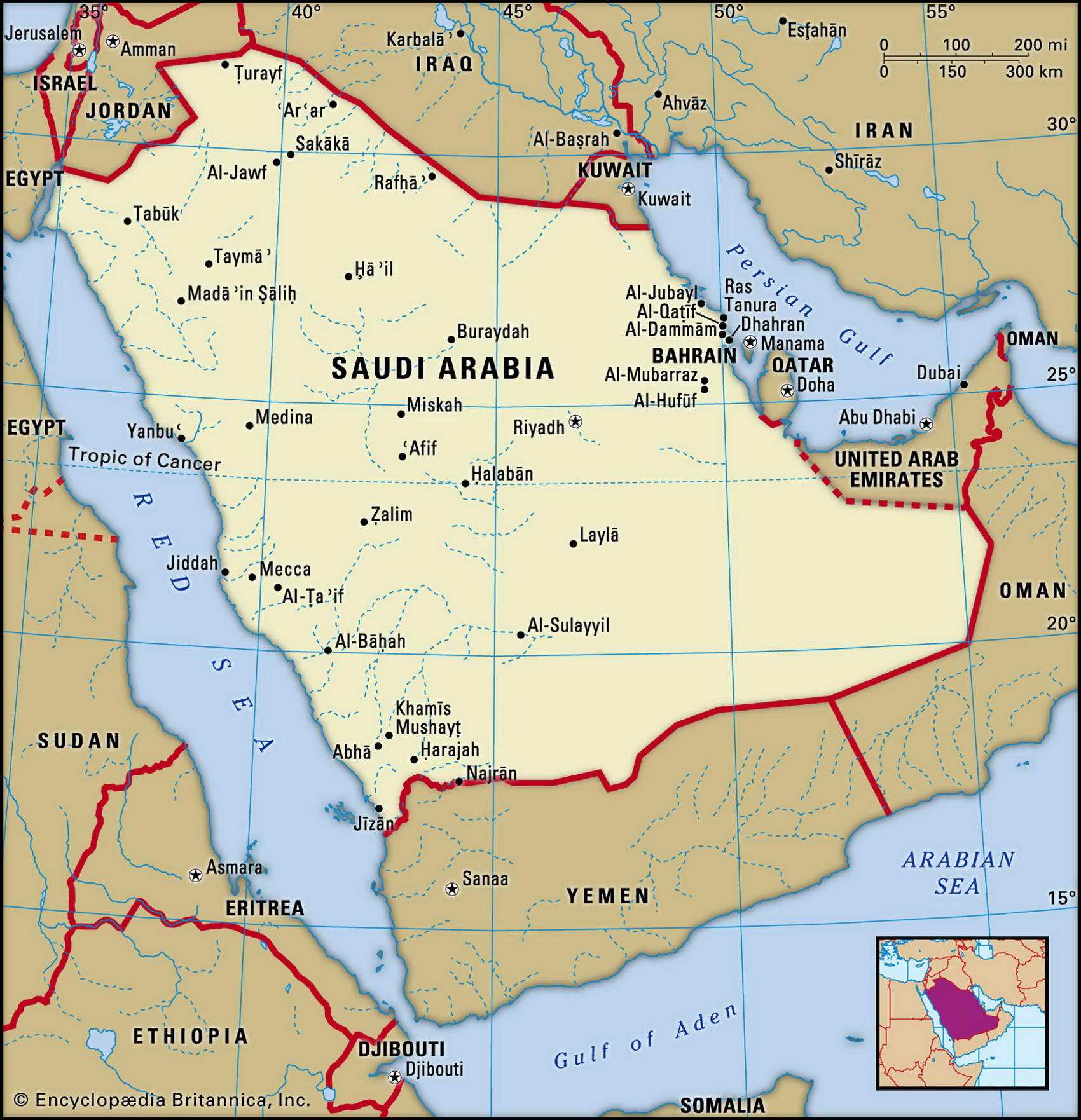 Карта саудовская аравия на карте мира