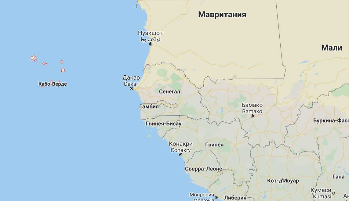 Кабо верде на карте