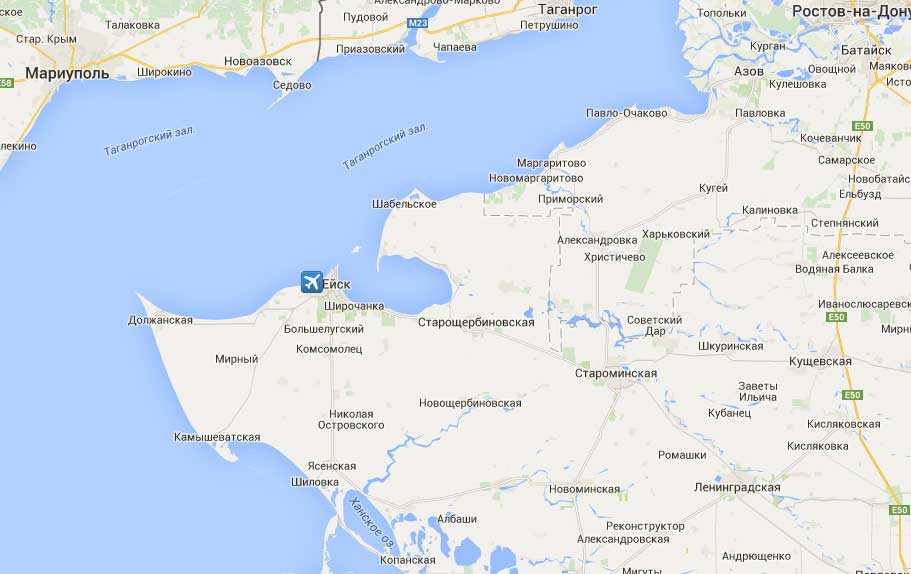 Подробная карта азовского моря