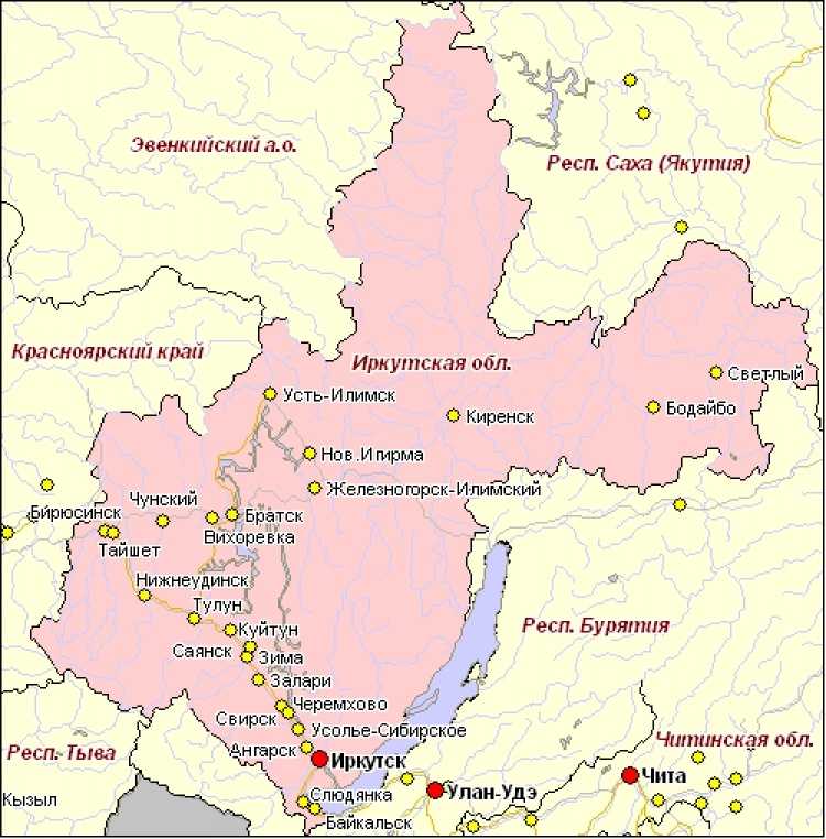 Карта иркутской области фото