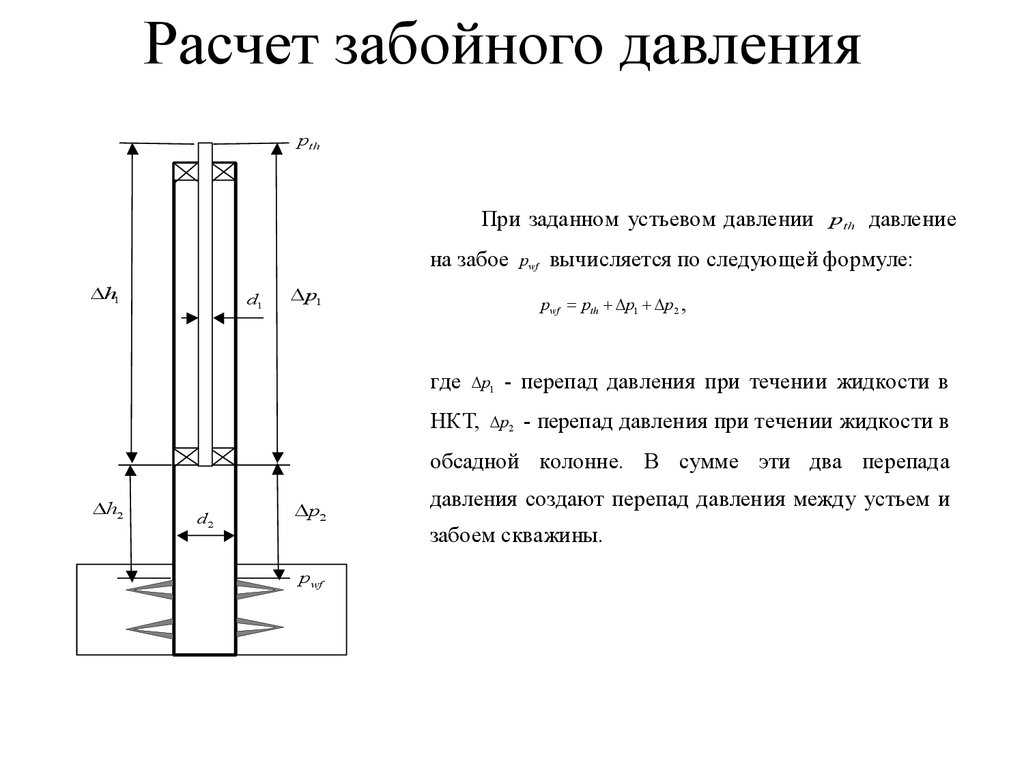 Давление в скважине. Формула расчета забойного давления. Расчет забойного давления в скважине формула. Забойное давление скважины формула. Как рассчитать давление на забое скважины.