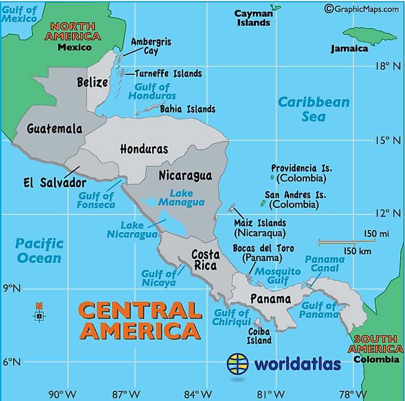 Of the countries of central. Карта центральной Америки со странами. Географическая карта центральной Америки. Мексика и Центральная Америка на карте. Политическая карта центральной Америки.