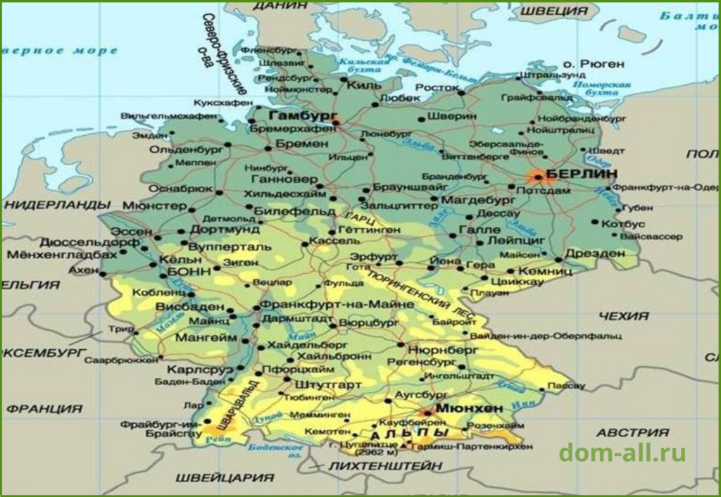 Подробная карта германии на русском языке с городами, карта языков германии — туристер.ру