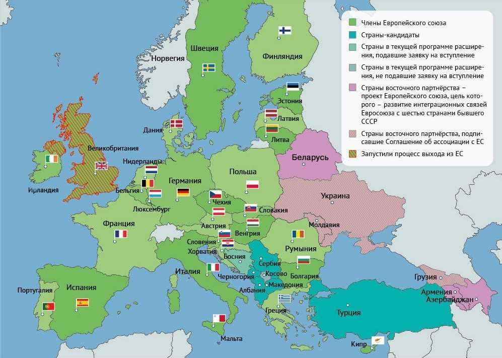 Карта евросоюза со странами на русском