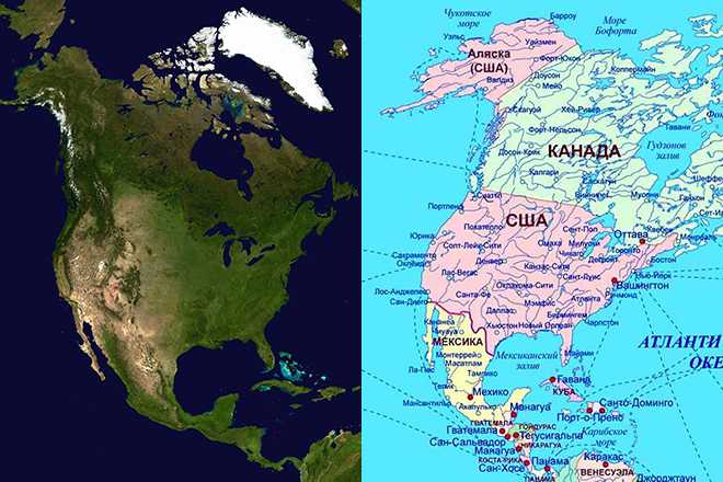Карта северной америки с странами
