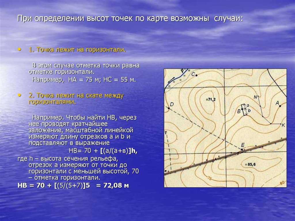 Как определить абсолютную высоту точки на карте?