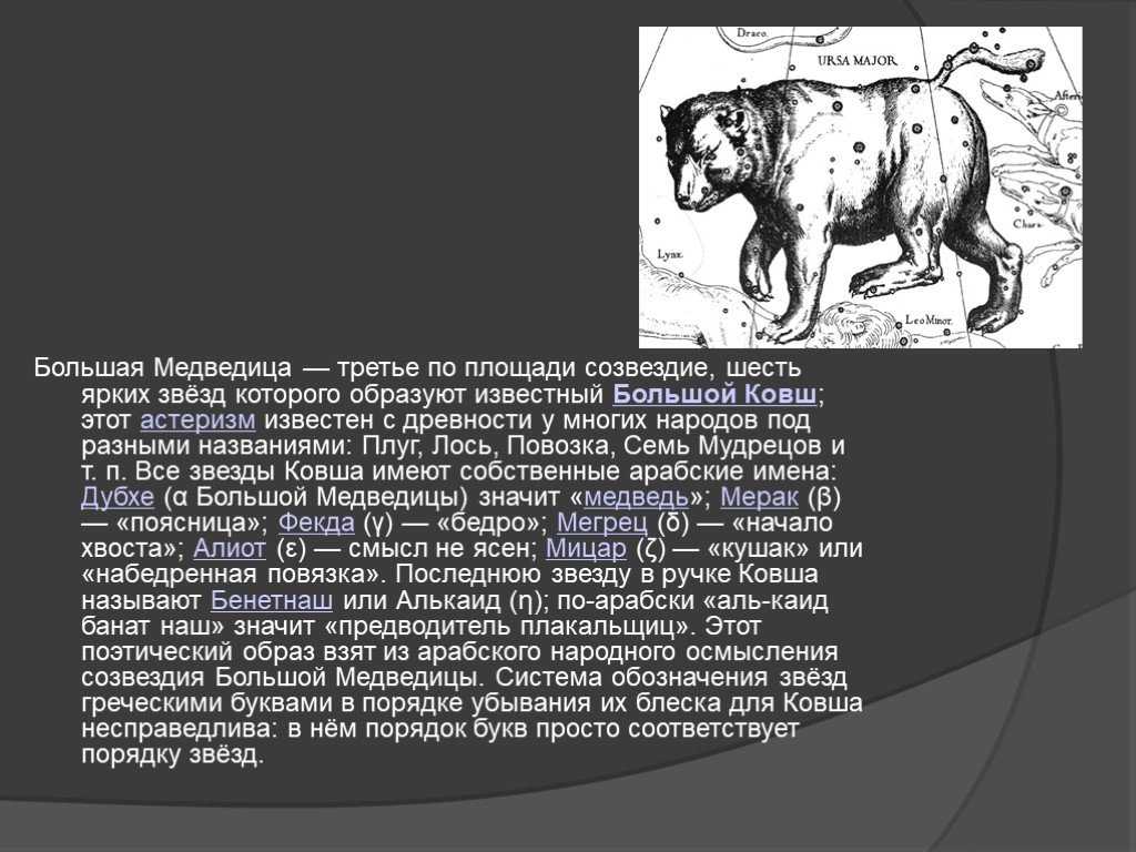 Звезды большой медведицы: названия, размеры, расположение
