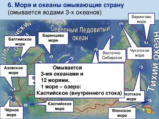 океаны россии на карте