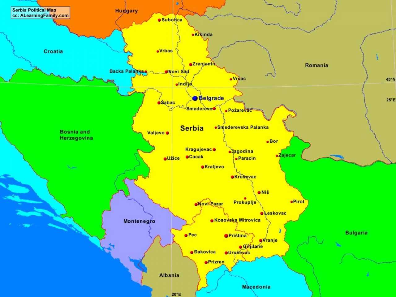 Сербия на карте мира