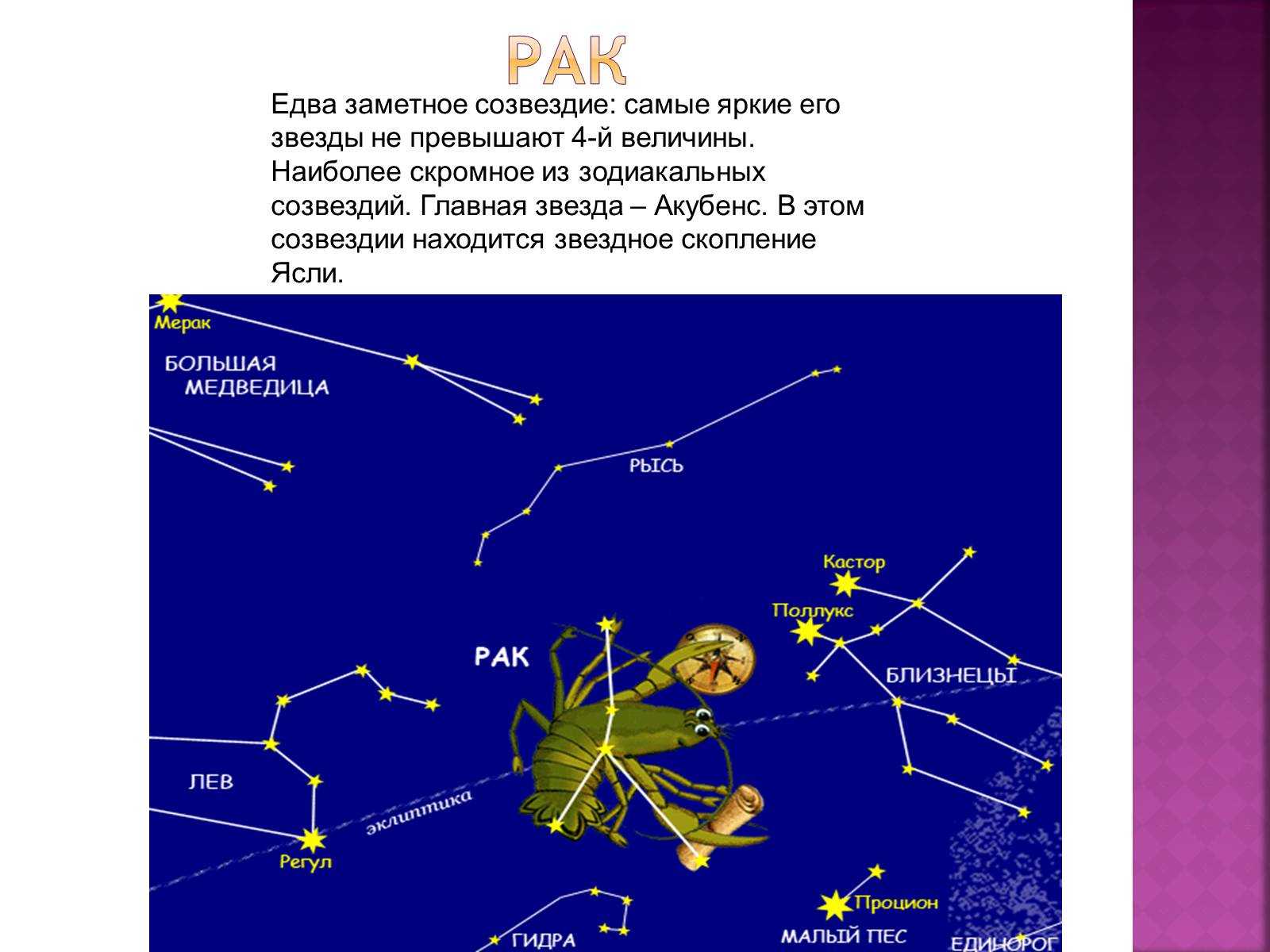 Знак зодиака рак презентация по астрономии