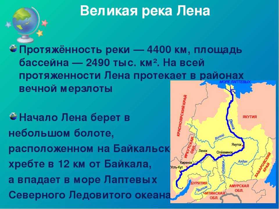 География 8 класс описание реки лена по плану