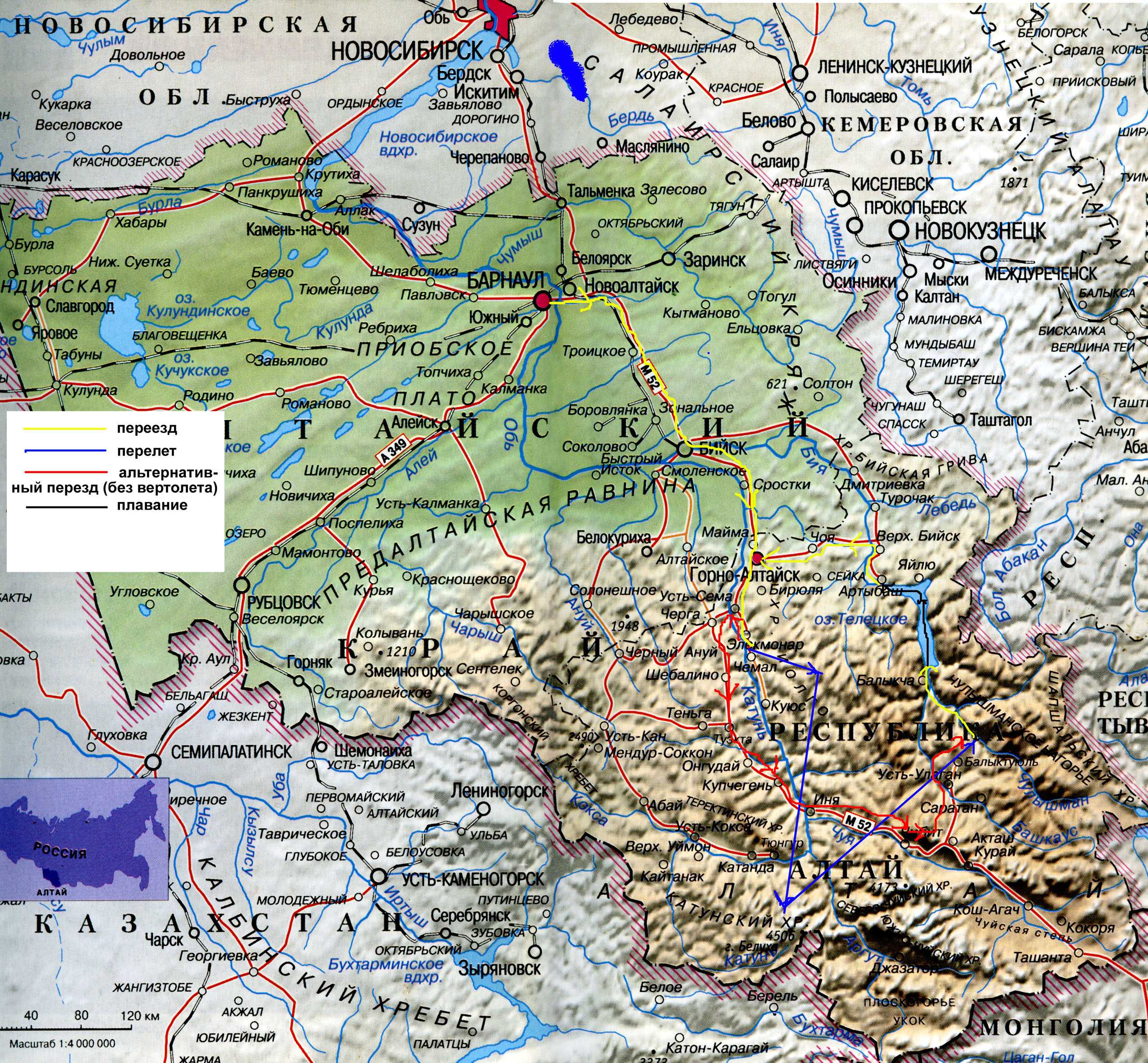 Карта алтайского края и республики алтай подробная