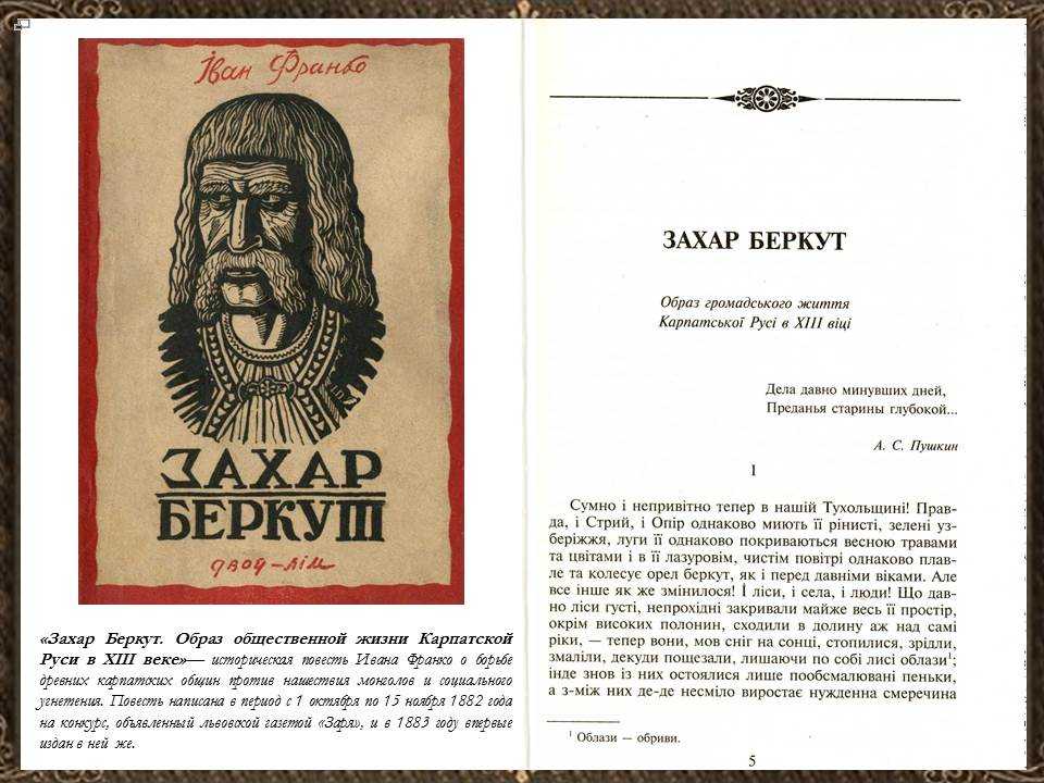 Краткое содержание повести захар беркут франко