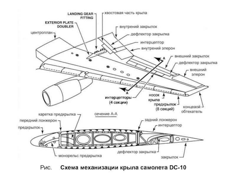 Конструкция крыла самолета: профиль, строение, размах - самолет