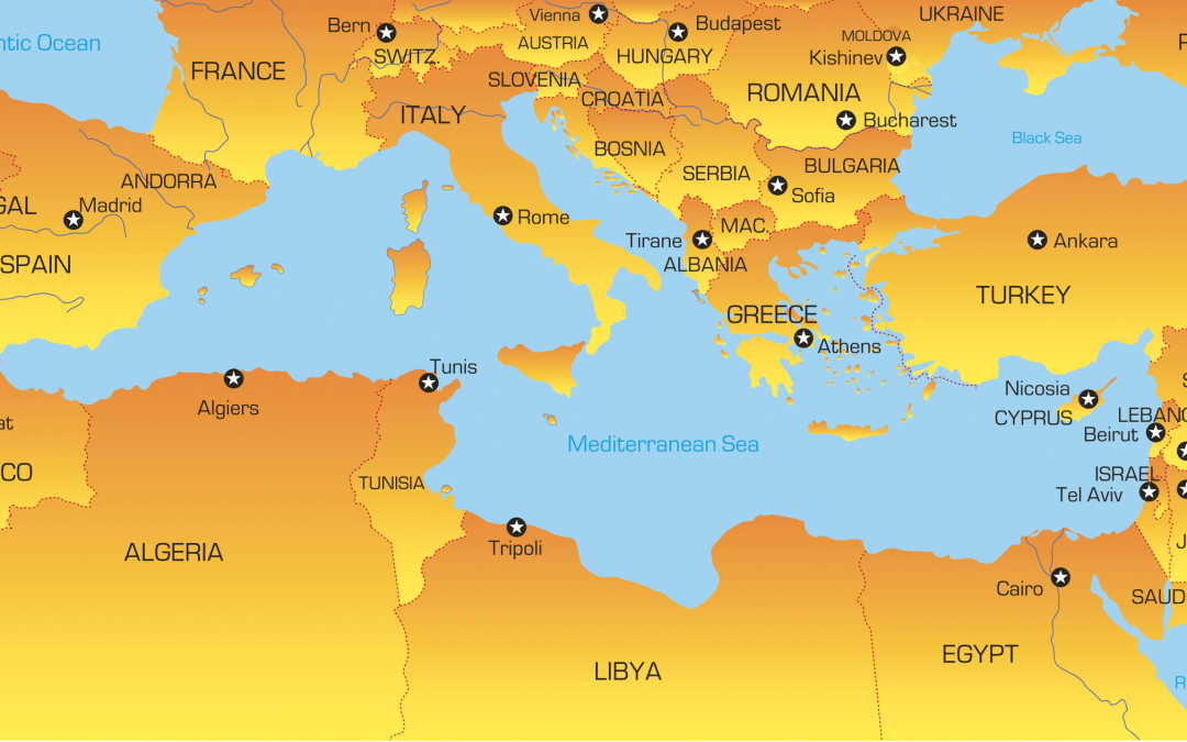 Карта со средиземным морем