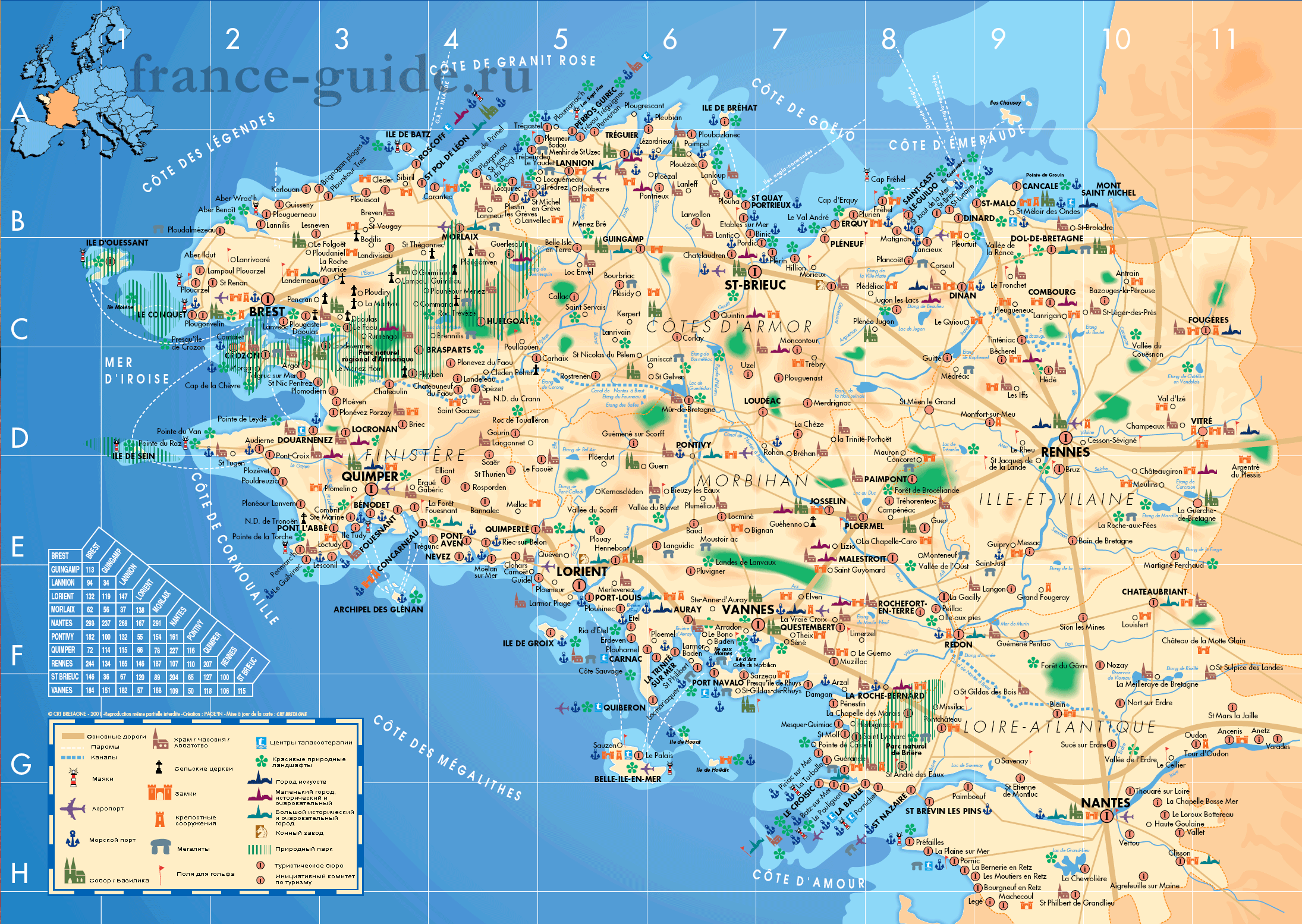 Bretagne (бретань), франция - путеводитель по бретани, карты