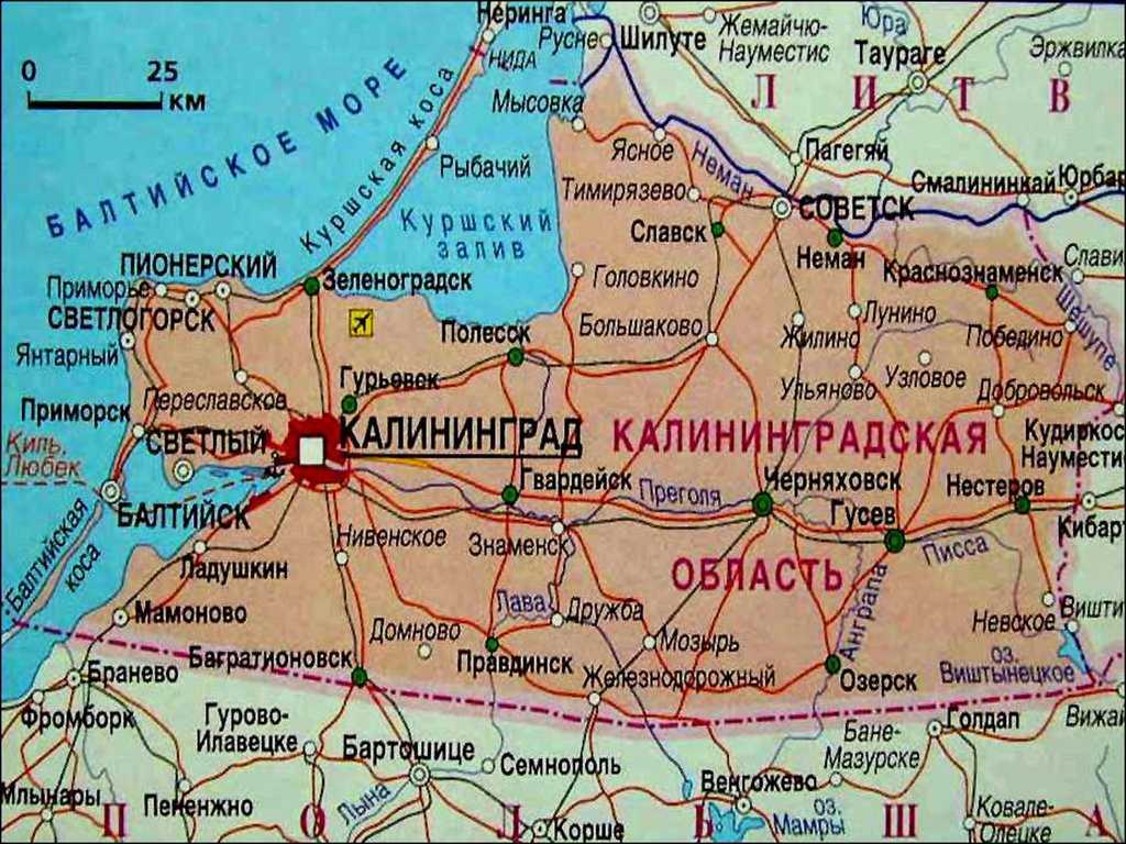 Калининград на карте