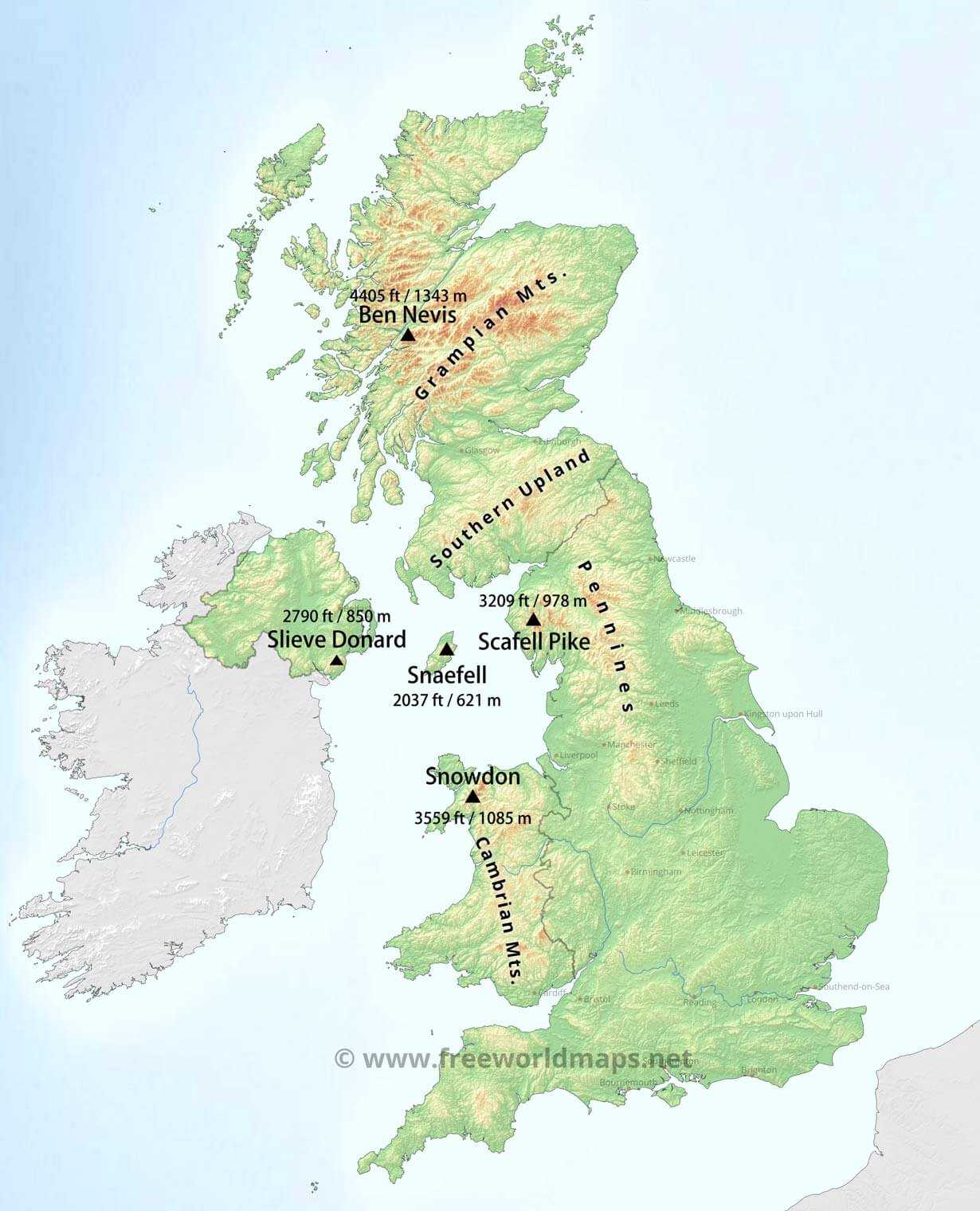 Mountains of great britain. Рельеф Великобритании карта. Горные хребты Великобритании на карте. Горы Британии на карте. Горы Великобритании на карте на английском.