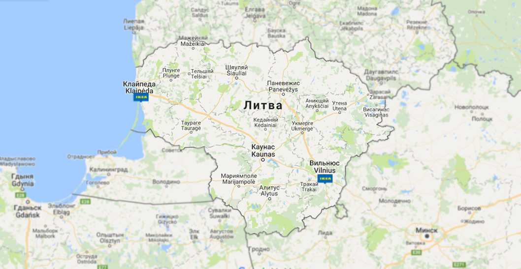 Клайпеда на карте, литва