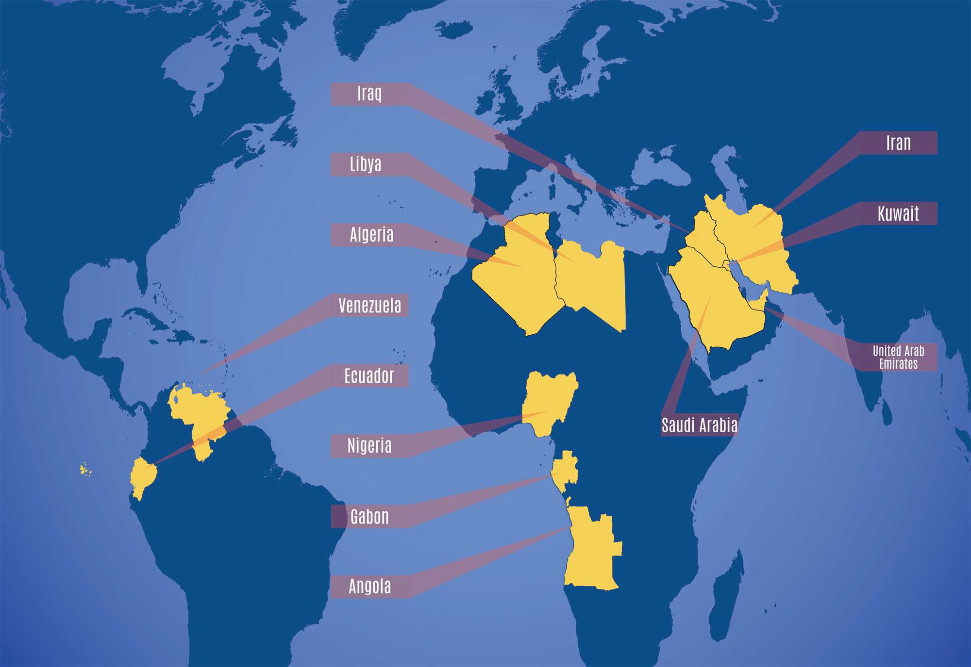 Какая страна является опек. Страны ОПЕК на карте. Страны Африки входящие в ОПЕК на карте.