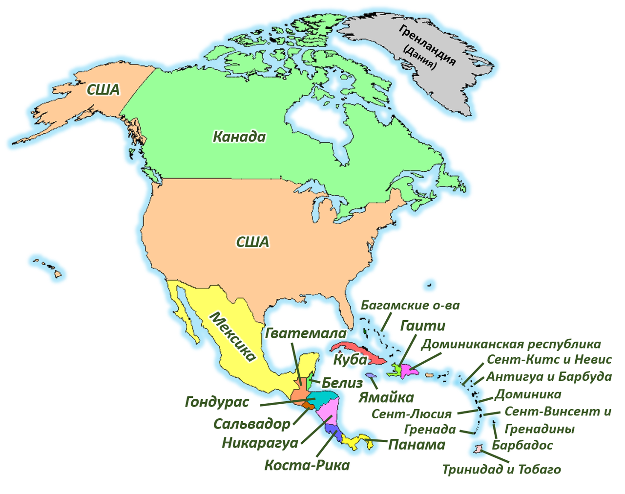 Границы стран северной америки на карте