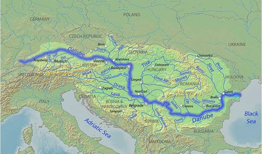 Дунай на карте европы
