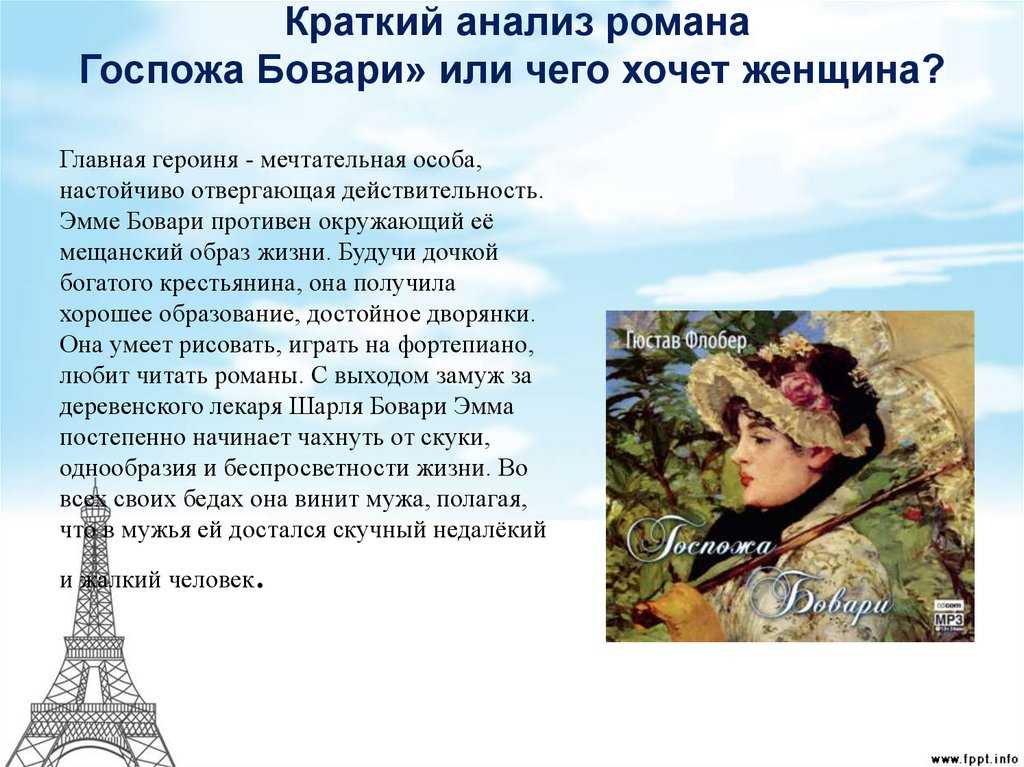 Краткое содержание госпожа бовари по главам читать. Образ госпожи Бовари.