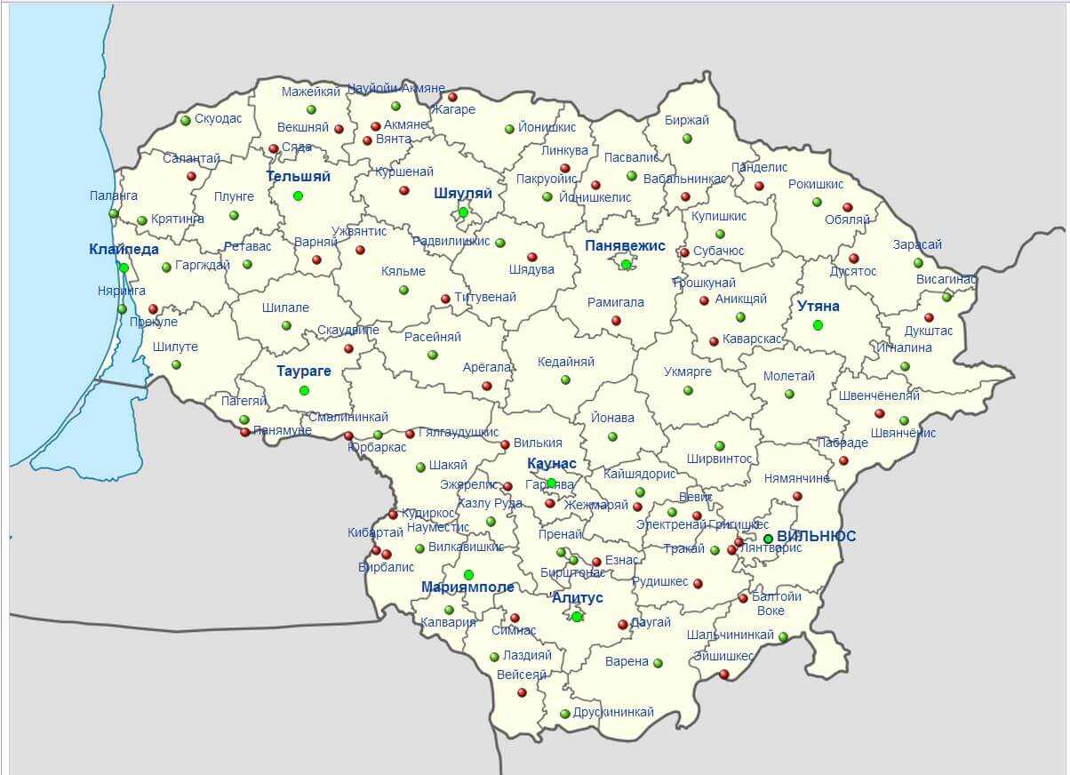 Карта литвы