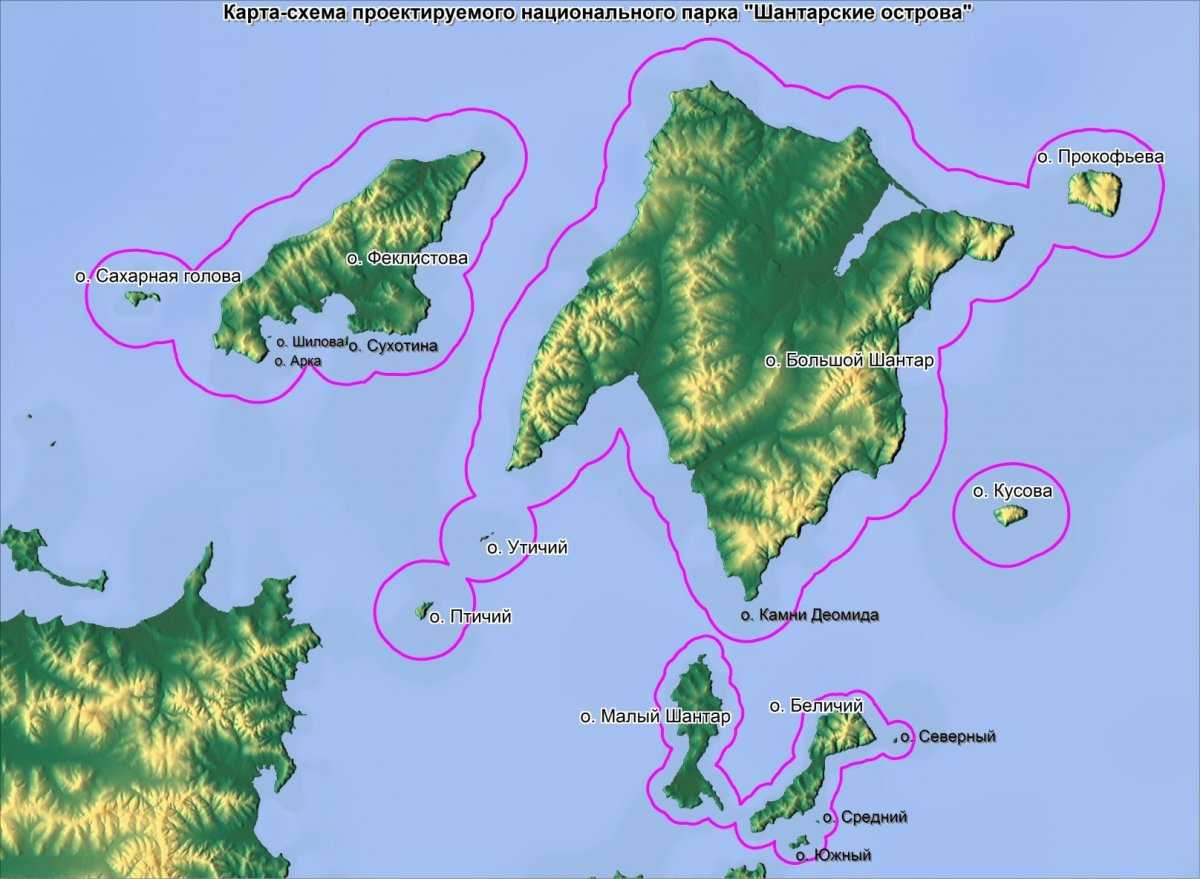 шантарские острова на карте